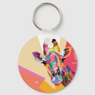 Porte-clés Colorful Pop Art Giraffe Portrait