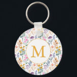 Porte-clés Colorful Spring Flower Watercolor Pattern Monogram<br><div class="desc">Personalized Colorful Spring Garden Flower Watercolor Pattern Monogram Keychain</div>