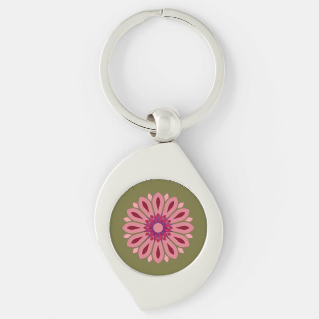 PORTE-CLÉS COLORFULL MODERN FLOWER GIFT DAUGHTER SISTER MOM (Devant)