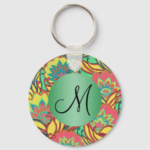 Porte-clés Colors caribéens Boho Floral Monogramme