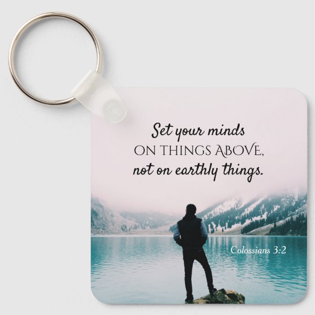 Porte-clés Colossiens 3:2 Mettez votre esprit sur les choses  (Recto)