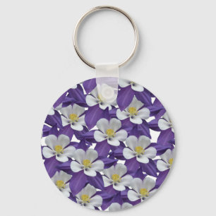 Porte-clés Columbine Purple and White Flowers Patten Porte -