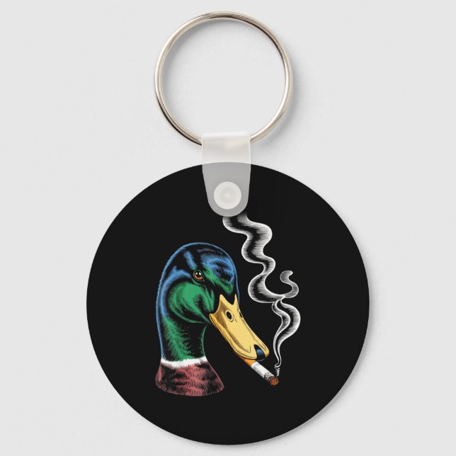 Porte-clés Colvert fumant une cigarette mème colvert drôle (Recto)
