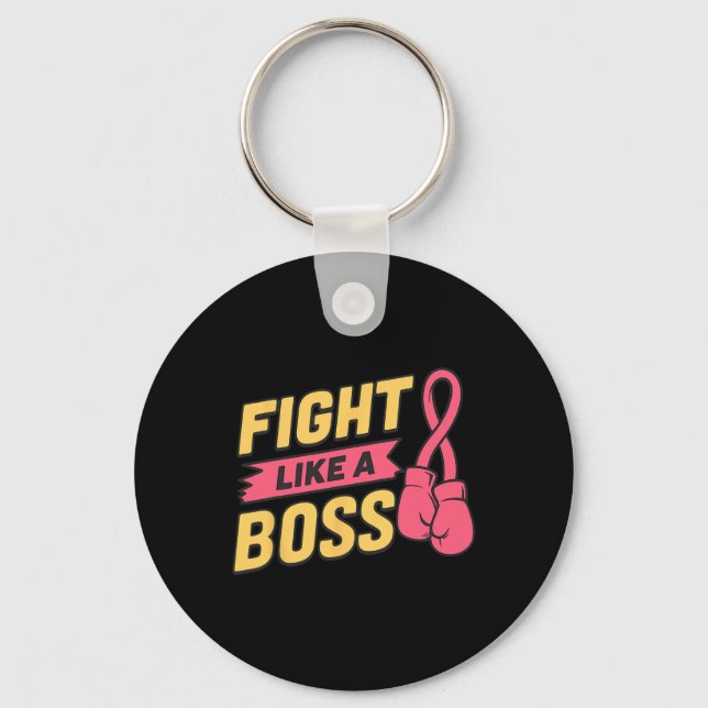 Porte-clés Combattre Comme Un Boss Pink Ribbon Boxe Cancer Du (Recto)