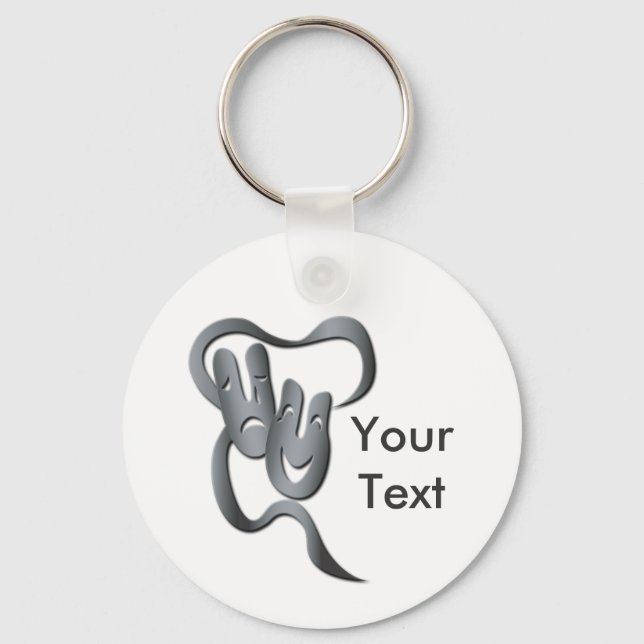 Porte-clés Comédie Tragédie Gris Porte - clé de Masque Théâtr (Recto)