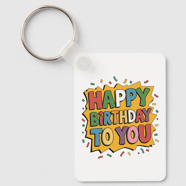 Porte-clés Comic Burst Joyeux Anniversaire (Recto)