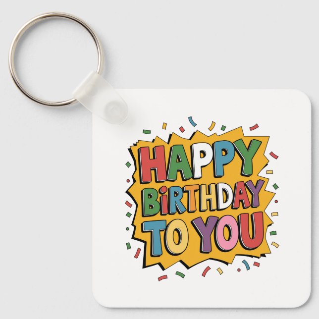 Porte-clés Comic Burst Joyeux Anniversaire (Recto)