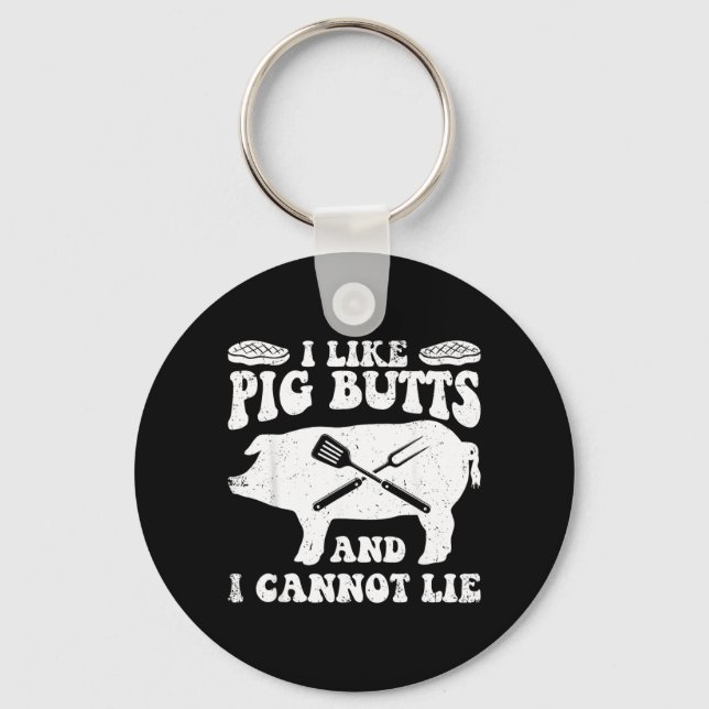 Porte-clés Comme Pig Butts Bbq Barbecue Grill Chef Viande (Recto)