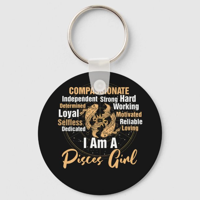 Porte-clés Comme une pisces Fille anniversaire Astrologie Sig (Recto)