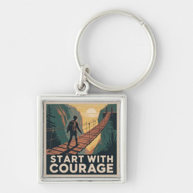 Porte-clés Commencez avec courage (Devant)