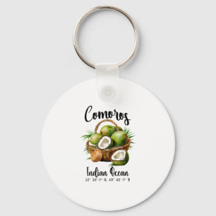 Porte-clés Comores Coco Indien Océan Tropical Île Gps V