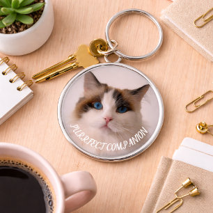 Porte-clés Compagnon Parfait Photo Personnalisée de Chat pour