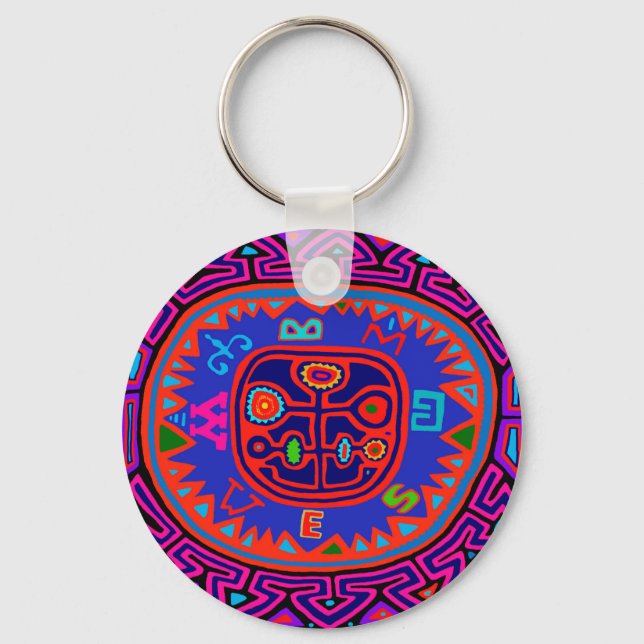Porte-clés Compas Mola indienne de Kuna (Recto)