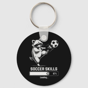 Porte-clés Compétences de Raton laveur de football mignon Cha