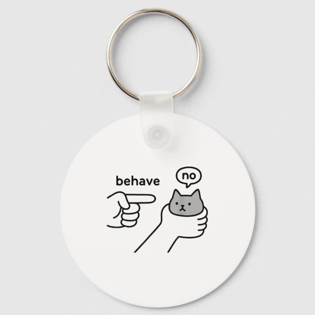 Porte-clés Comportez-vous Pas De Chat Drôle Mème Dessin Animé (Recto)