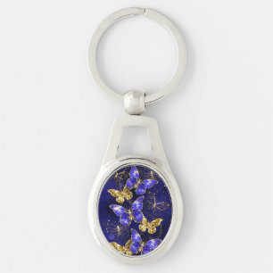 Porte-clés Composition avec papillons de saphir