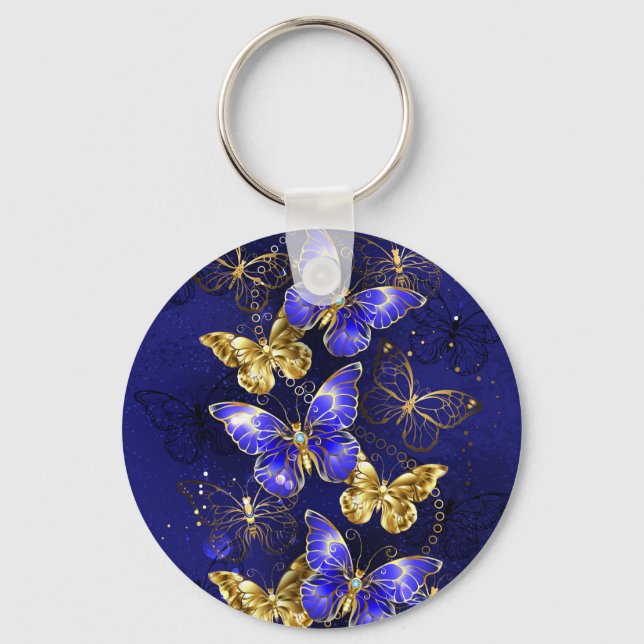 Porte-clés Composition avec papillons de saphir (Recto)