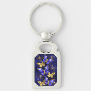 Porte-clés Composition avec papillons de saphir