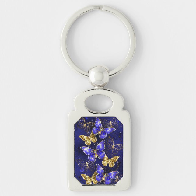 Porte-clés Composition avec papillons de saphir (Devant)