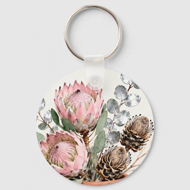 Porte-clés Composition de protée eucalyptus à l'aquarelle (Recto)