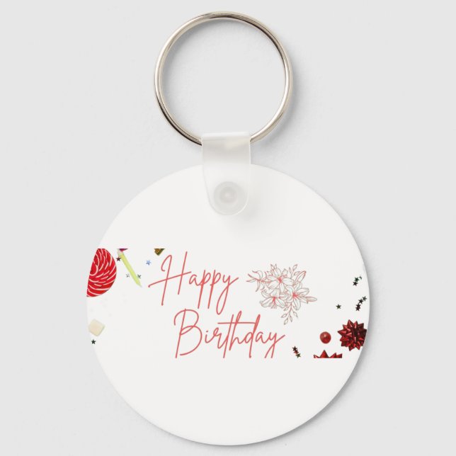 Porte-clés Composition festive d'anniversaire sur fond plat  (Recto)