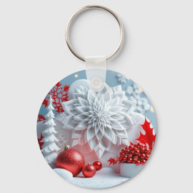 Porte-clés Composition Fleur d'Hiver (Recto)