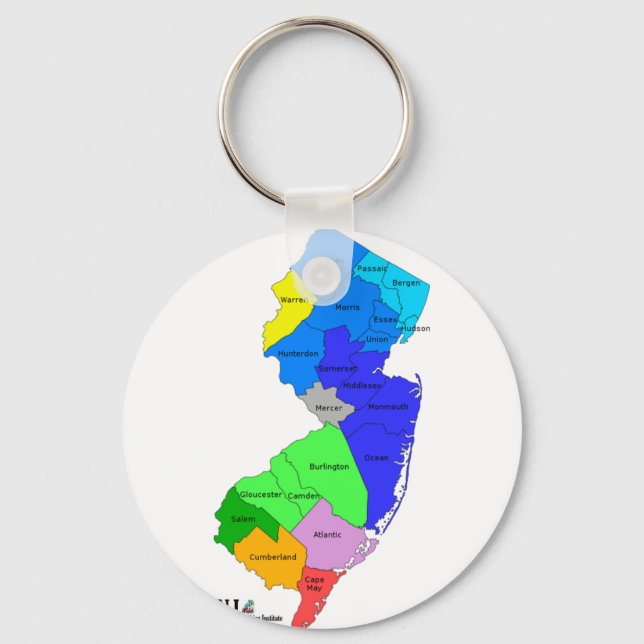 Porte-clés Comtés du New Jersey en couleur (Recto)
