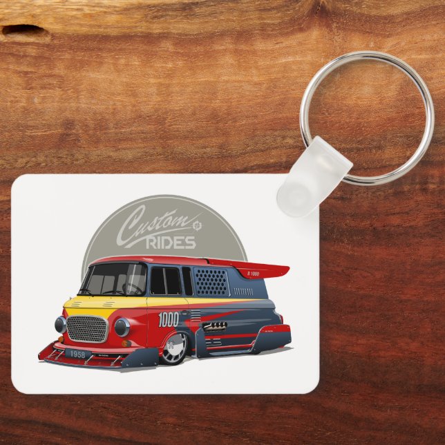 Porte-clés Concept de van de course rétro customisé (Recto)