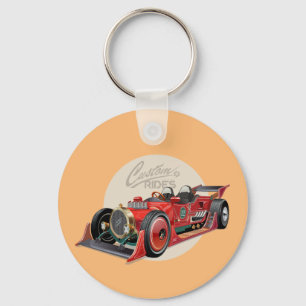 Porte-clés Concept de voiture de course rétro personnalisée