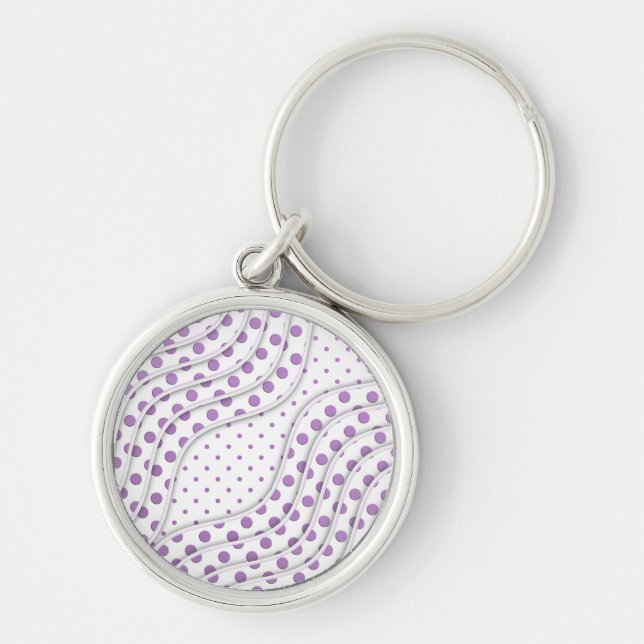 Porte-clés Conception amusante à pois violets (Devant)
