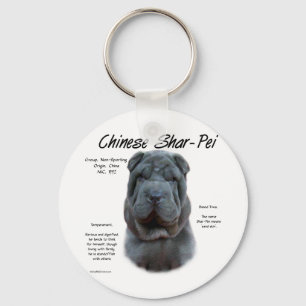 Porte-clés Conception (bleue) d'histoire de Shar Pei de