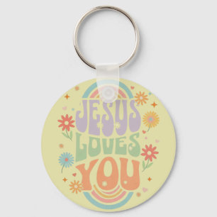 Porte-clés Conception chrétienne Rétro Pastel « Jésus vous ai