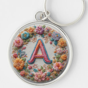 Porte-clés Conception d'alphabet brodé coloré