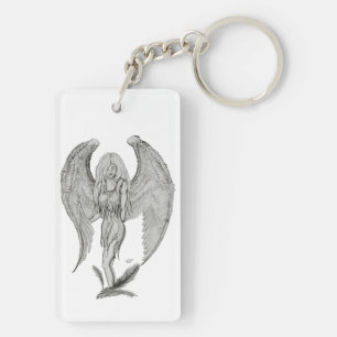 Porte-clés Conception d'ange - noir et blanc