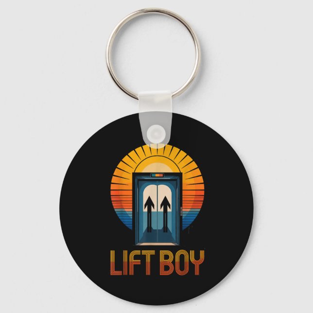 Porte-clés Conception d'ascenseur rétro Lift Boy Design drôle (Recto)