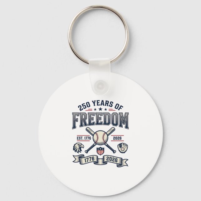 Porte-clés Conception de baseball patriotique 250 ans de libe (Recto)