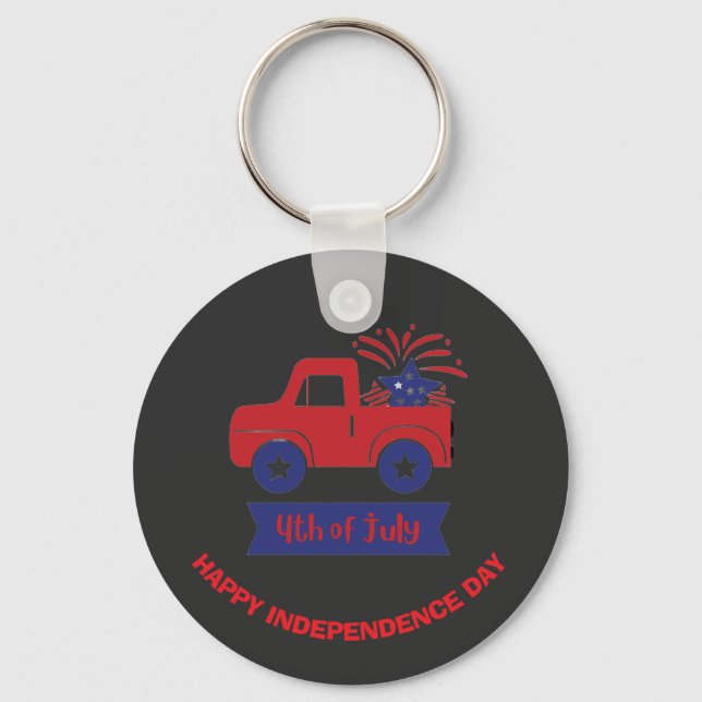 Porte-clés Conception de Camion Patriotique "4 juillet" perso (Recto)