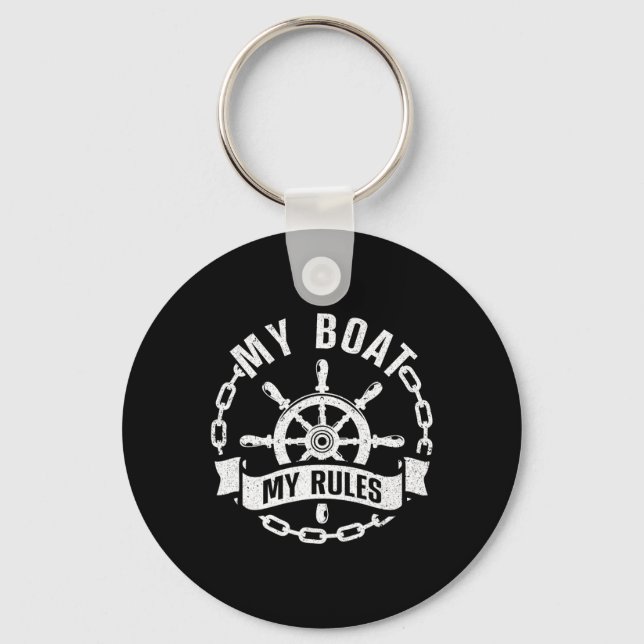 Porte-clés Conception de capitaine de bateau cool pour hommes (Recto)