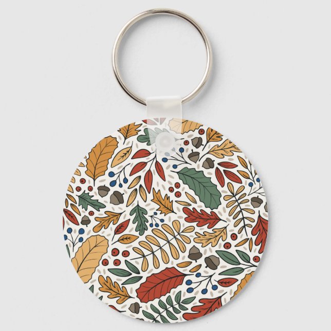 Porte-clés Conception de Carré feuille couleur automne (Recto)