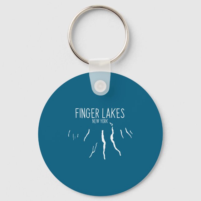 Porte-clés Conception de carte des Finger Lakes de New York _ (Recto)