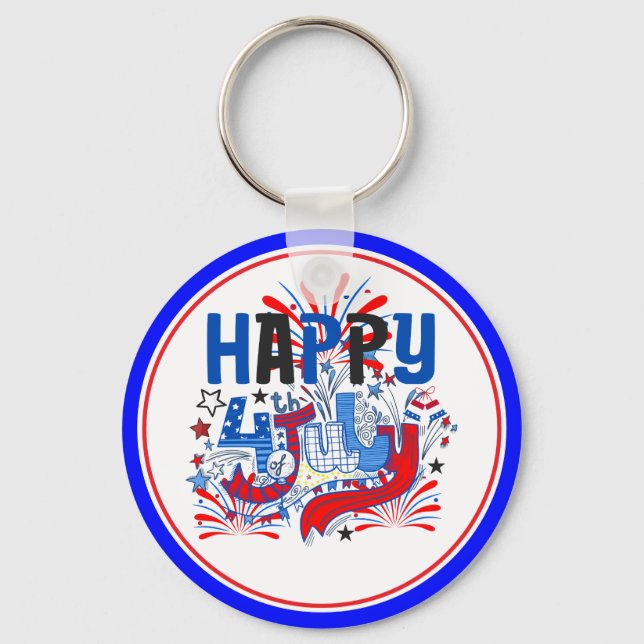 Porte-clés Conception de célébration du 4 juillet  (Recto)