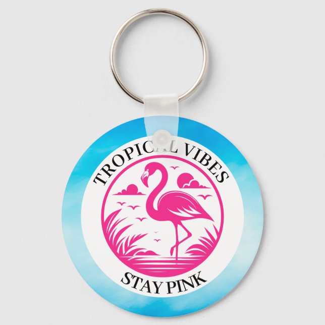 Porte-clés Conception de cercle d'été flamant rose-68730 (Recto)