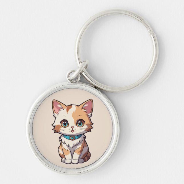 Porte-clés Conception de chat adorable de manière charmante (Devant)