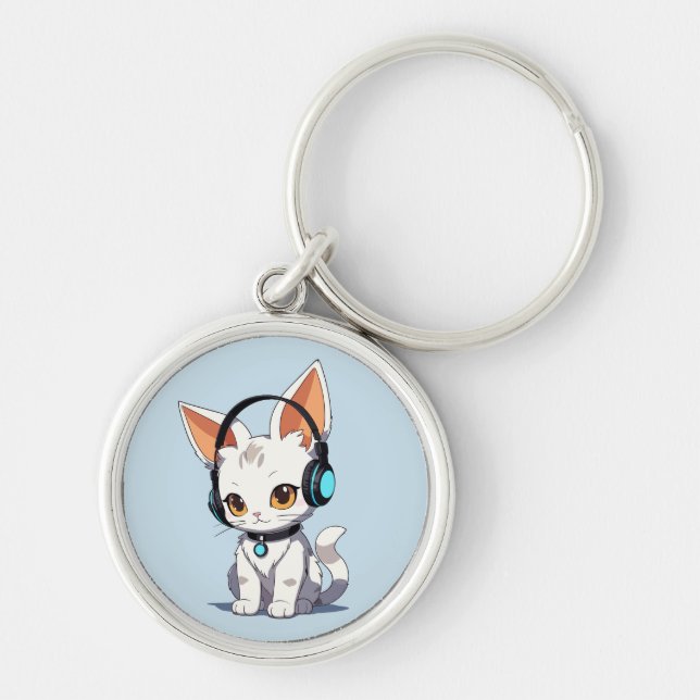 Porte-clés Conception de chat kawaii charmante (Devant)