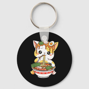 Porte-clés Conception de chat Ramen style Kawaii drôle anime 