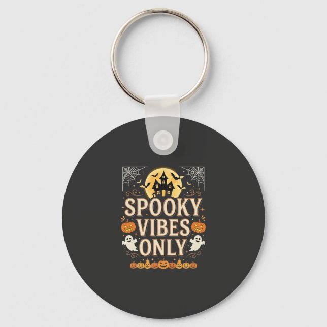 Porte-clés Conception de château de fantôme d'Halloween Vibes (Recto)