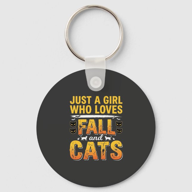 Porte-clés Conception de chats d'automne Halloween Fille_1 (Recto)