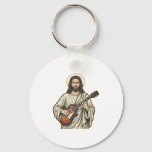 Porte-clés Conception de chemise à gravure de guitariste sacr