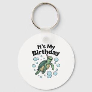 Porte-clés Conception de chemise d'anniversaire de tortue mar