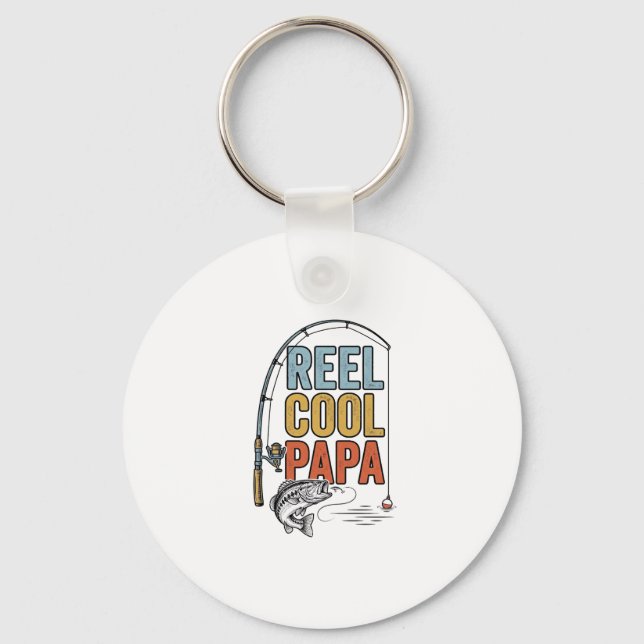 Porte-clés Conception de chemise de pêche Reel Cool Papa_1 (Recto)